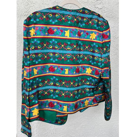 Safe Silk by Adrianna Papell Vintage Designer Silk Jacket - Size 14 Petite - Picture 7 of 9